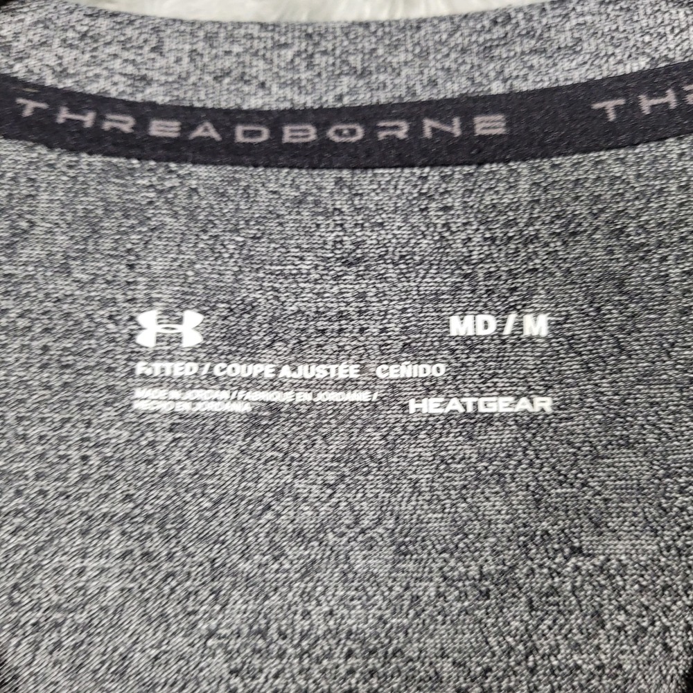 Under Armour Threadborne Heatgear Mens Medium Gray Camo 3/4 Sleeve Fitted Shirt - Picture 5 of 6